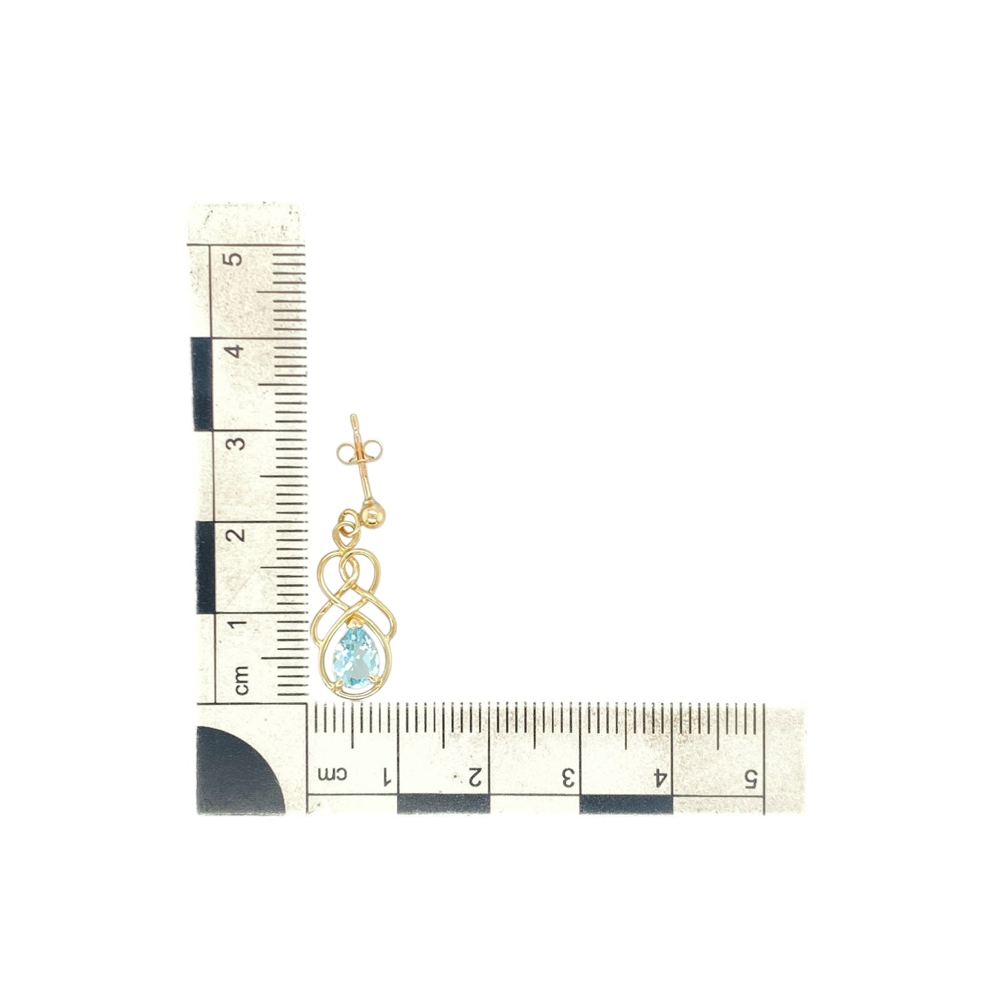 9ct Gold & Oval Blue Stone Set Twist Drop Earrings