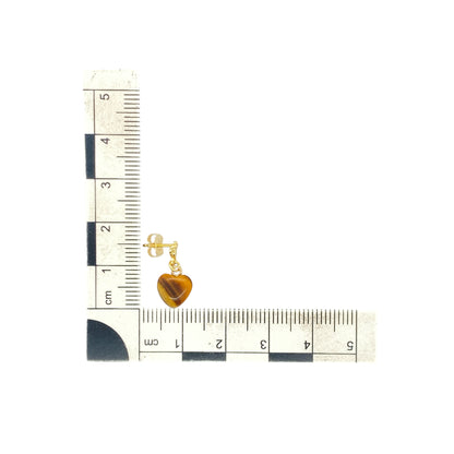 9ct Gold & Tiger's Eye Heart Drop Earrings