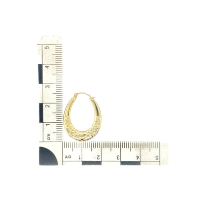 9ct Gold Celtic Heart Oval Creole Earrings