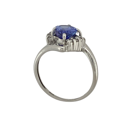 18ct White Gold Diamond & Tanzanite Set Teardrop Twist Ring