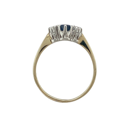 9ct Gold Diamond & Sapphire Set Trilogy Ring