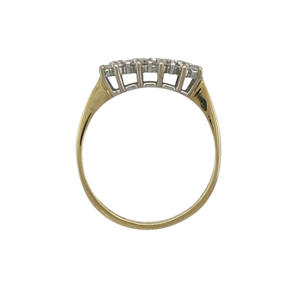 18ct Gold & Diamond Set Flower Cluster Band Ring