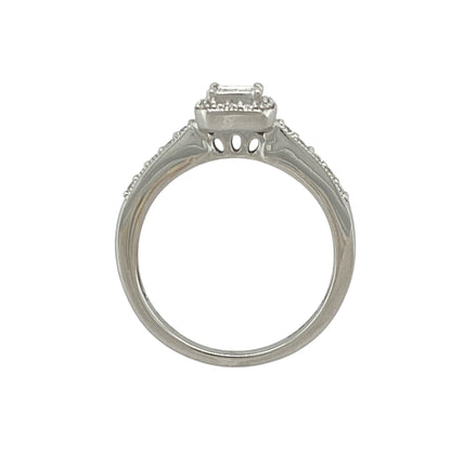 9ct White Gold & Diamond Set Halo Ring