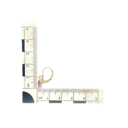 9ct Gold Diamond & Amethyst Set Drop Earrings