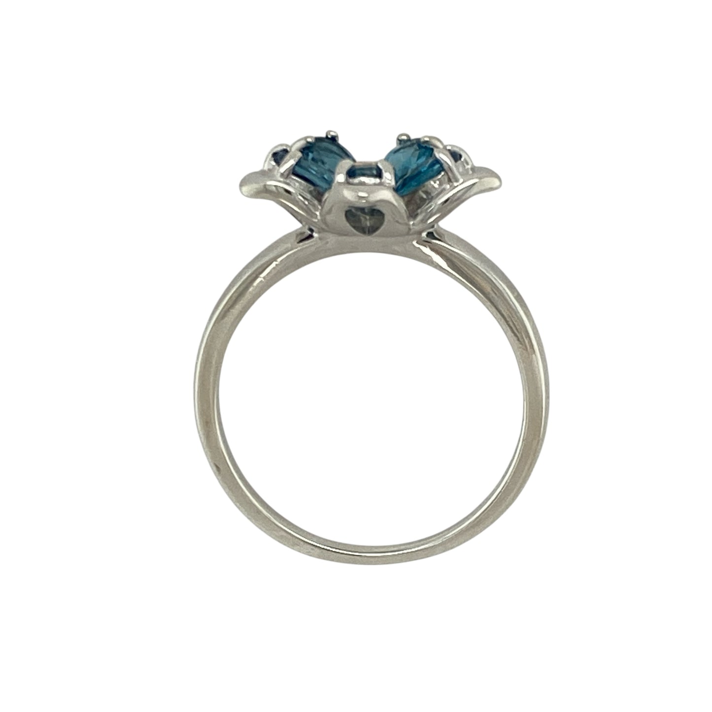 925 Silver Blue & White Topaz Set Clogau Flower Ring