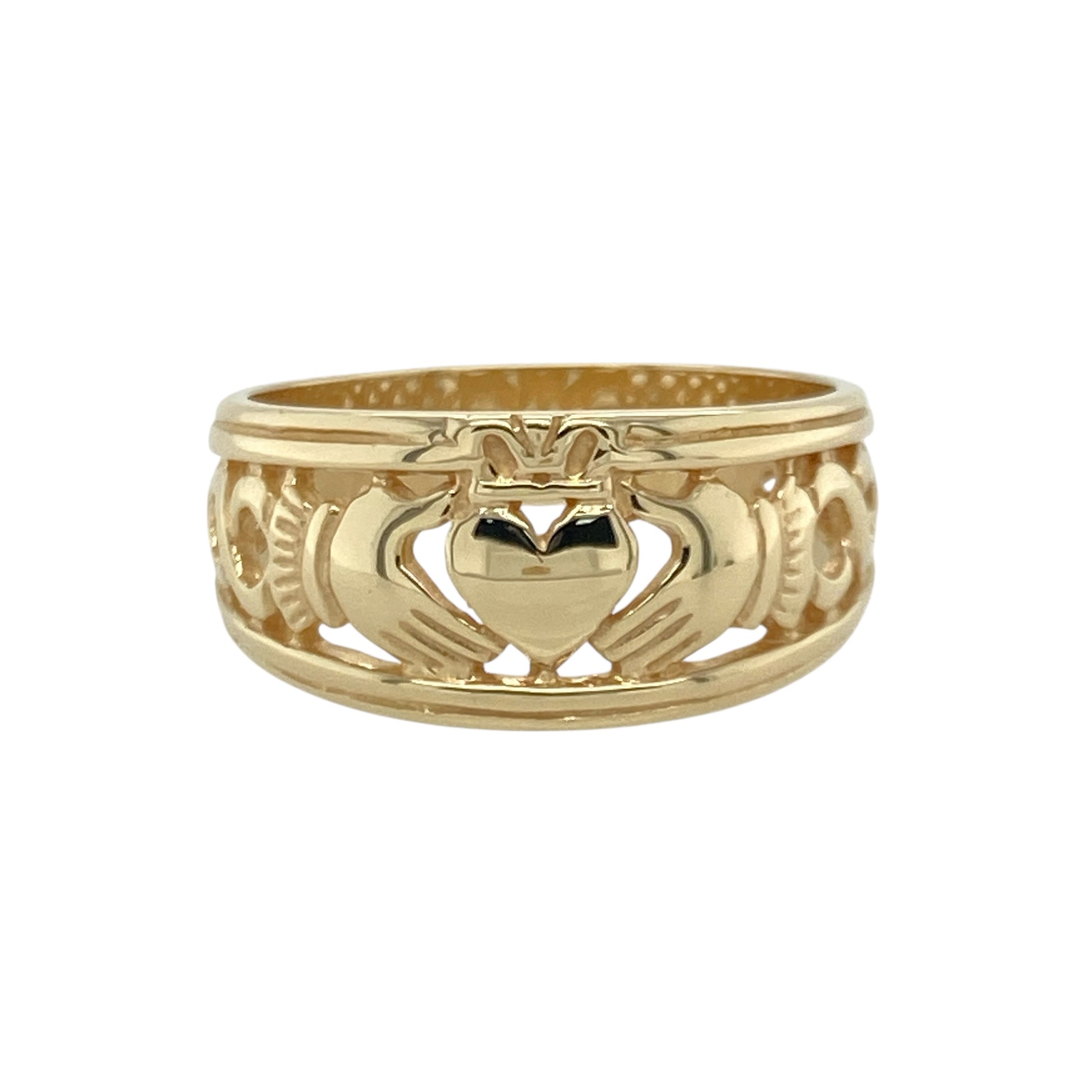 9ct Gold Claddagh Wide Band Ring