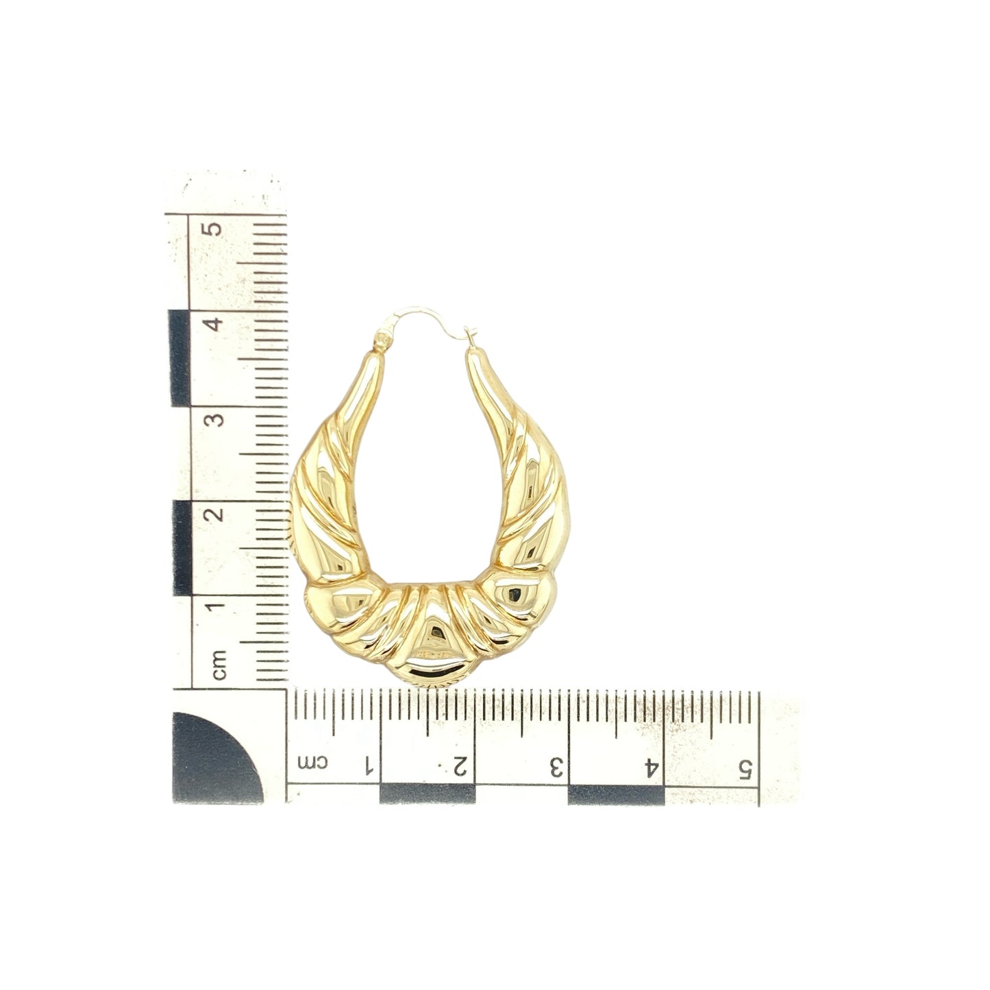 9ct Gold Bubble Style Large Oval Creole Earrings