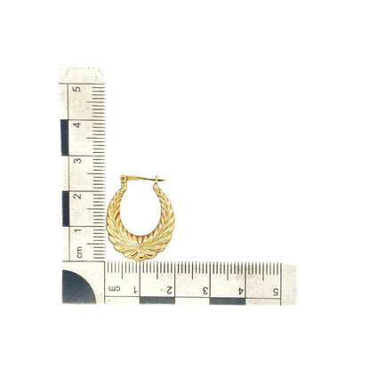 9ct Gold Patterned Creole Earrings