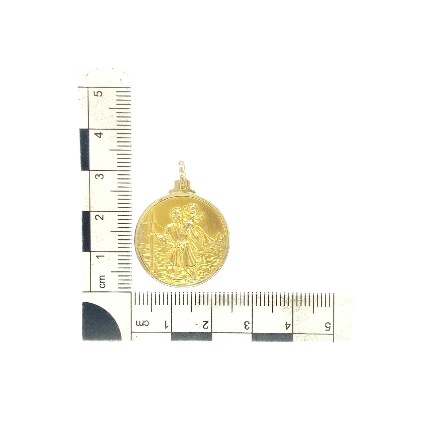 9ct Gold St Christopher Round Pendant