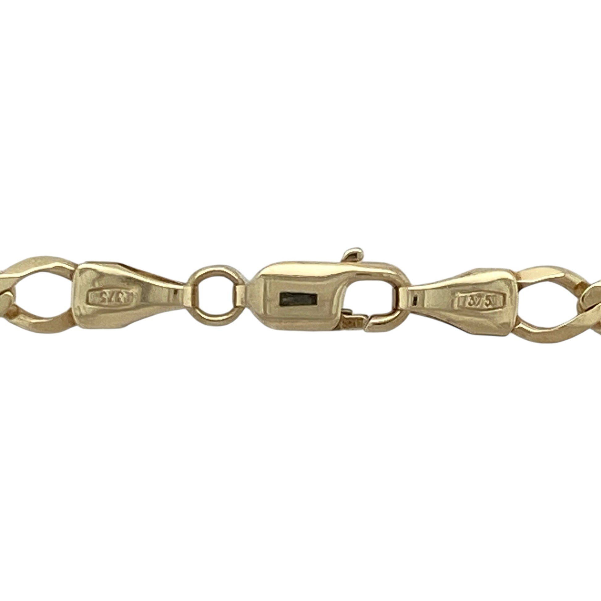 Add timeless elegance and versatile style to your collection with this pre-owned 9ct yellow gold curb chain, offering a classic design with a substantial presence—perfect for everyday wear or pairing with your favourite pendant.

Design: The chain features traditional flat curb links measuring 5mm wide, creating a sleek and polished look that lies comfortably against the neckline.
Material: Made from 9-carat yellow gold, the high-shine finish enhances the rich golden hue and lasting brilliance.