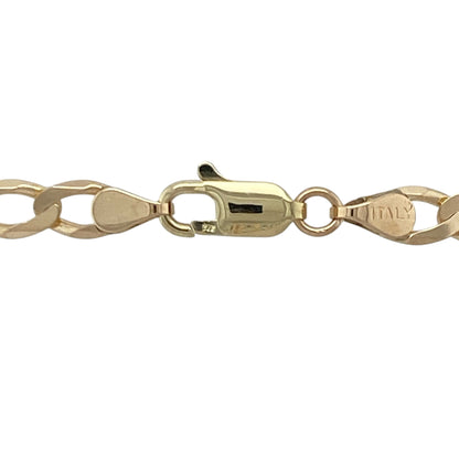 Add bold sophistication and timeless appeal to your collection with this pre-owned 9ct yellow gold curb chain, a classic piece offering both substance and shine—perfect for everyday wear or special occasions.

Design: The chain features traditional flat curb links measuring 5mm wide, creating a sleek, polished look that reflects light beautifully and lies smoothly against the neckline.