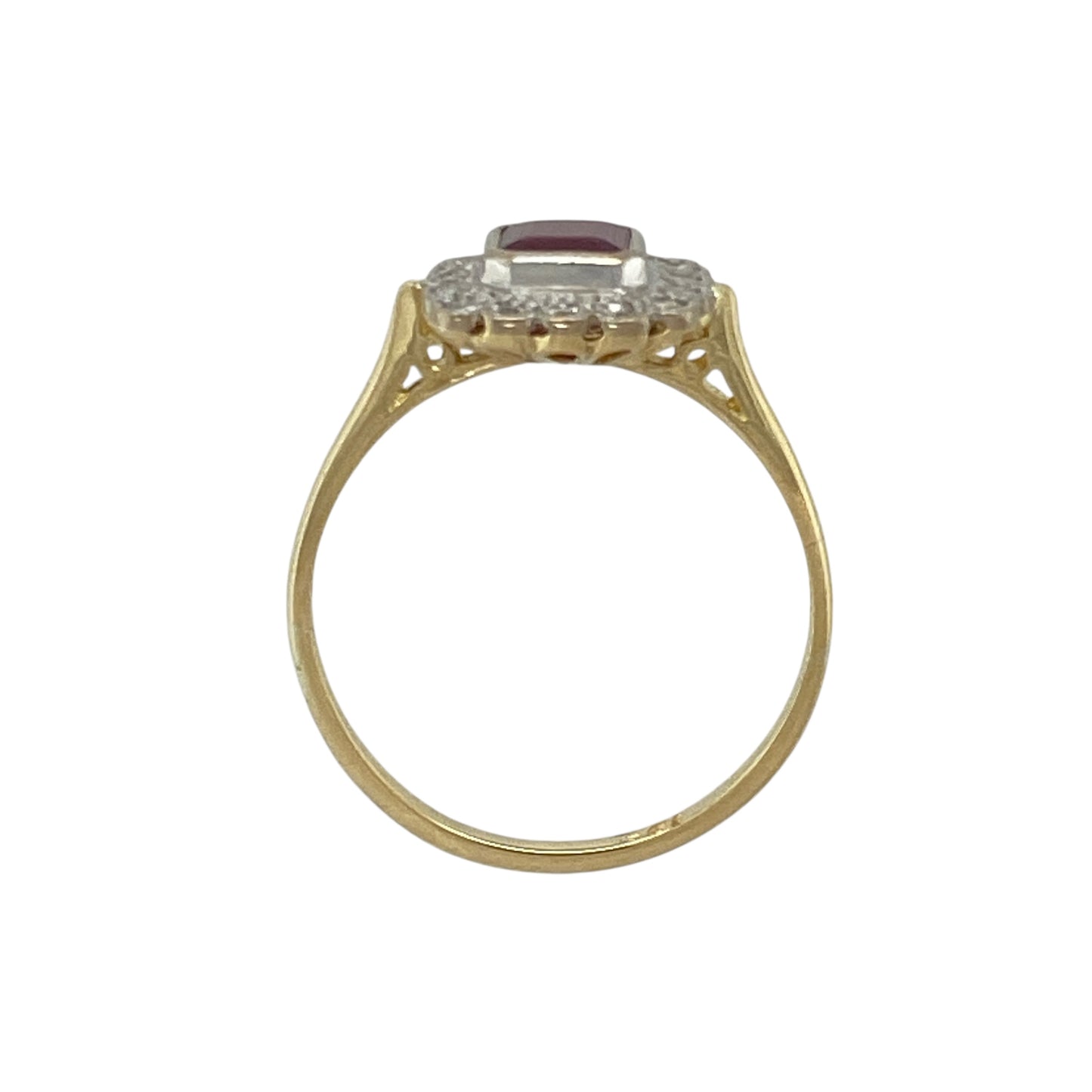18ct Gold Diamond & Ruby Set Art Deco Style Cluster Ring
