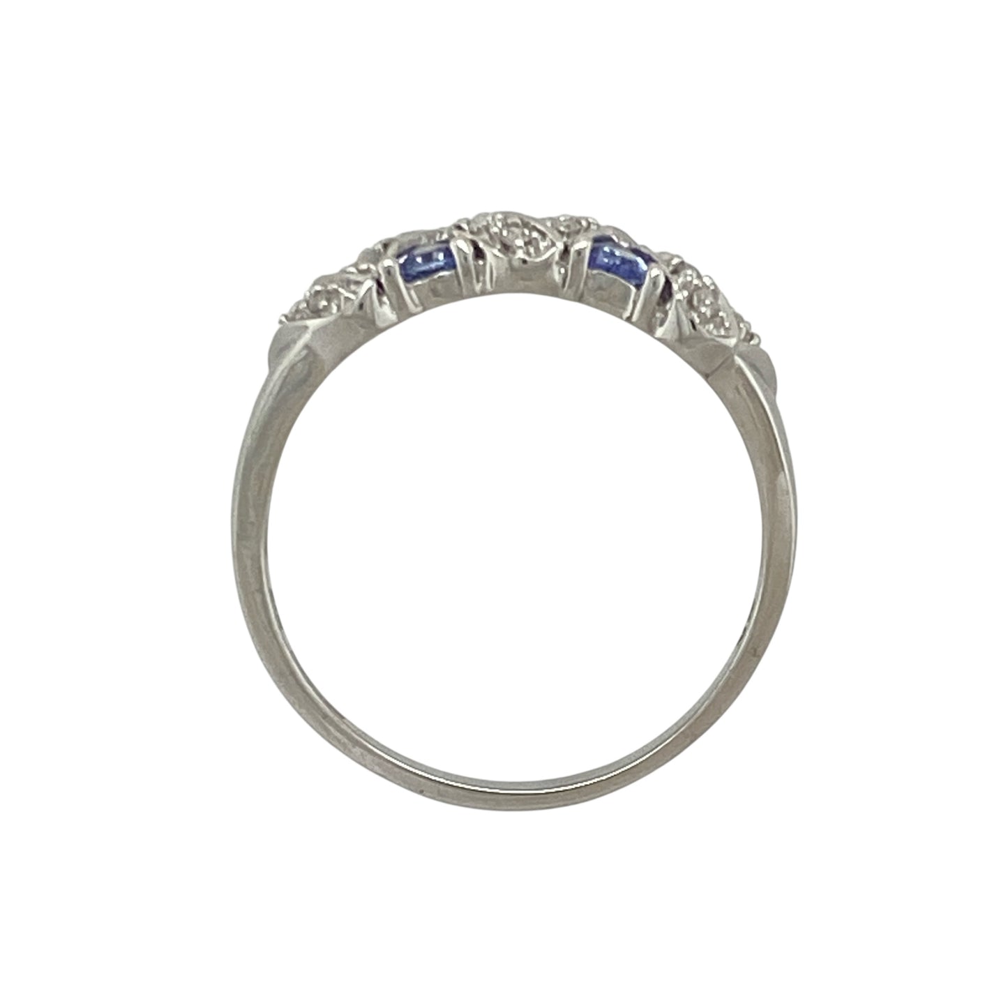 9ct White Gold Diamond & Tanzanite Set Band Ring