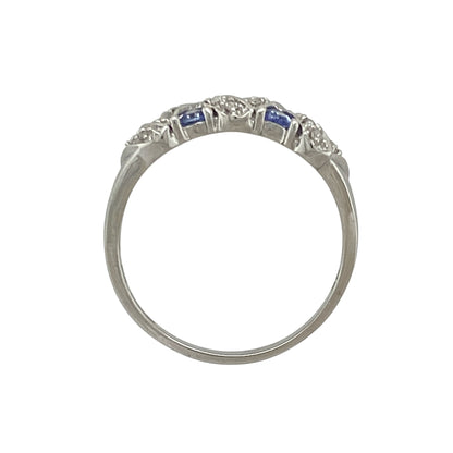 9ct White Gold Diamond & Tanzanite Set Band Ring