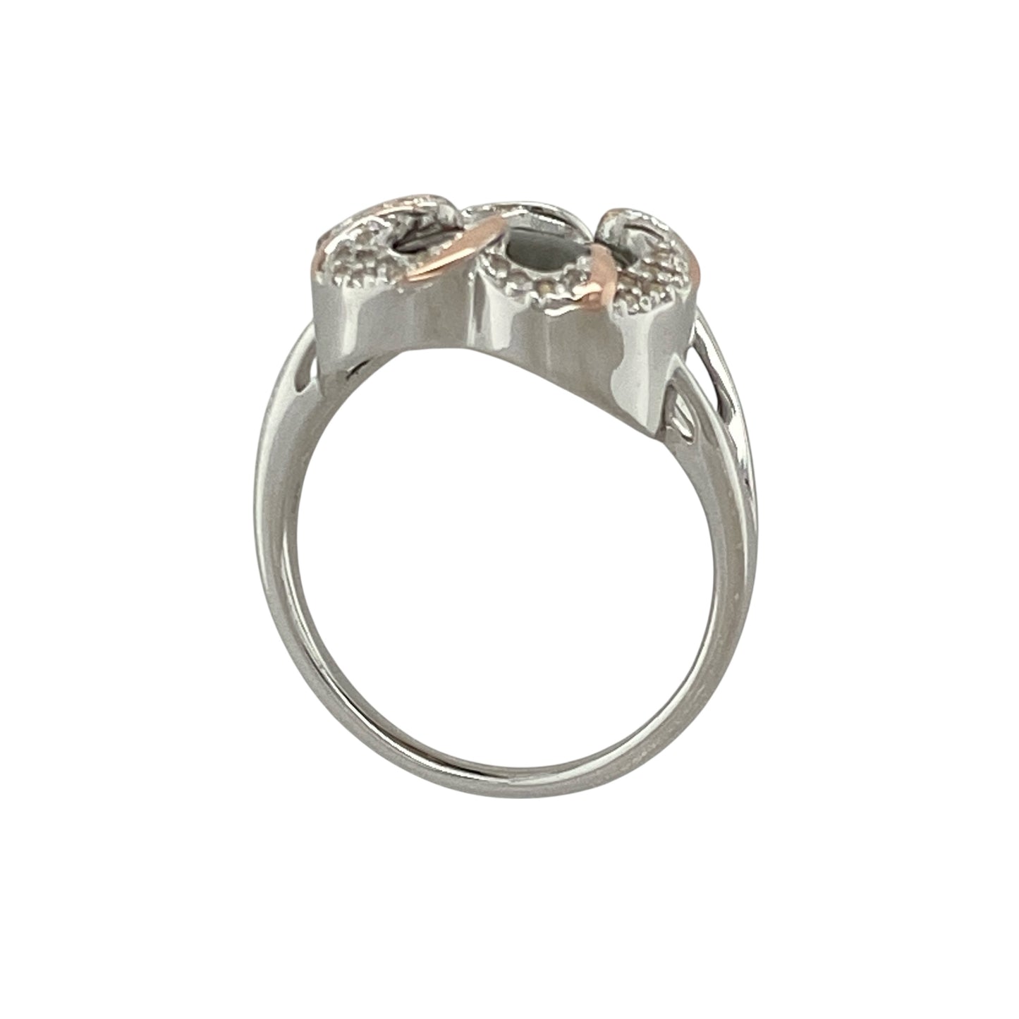 925 Silver White Topaz & Green Stone Heart Ring