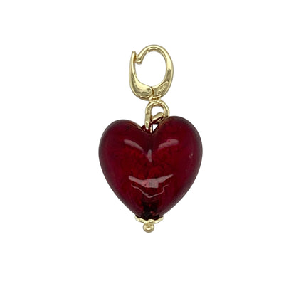 9ct Gold & Red Stone Heart Pendant/Charm