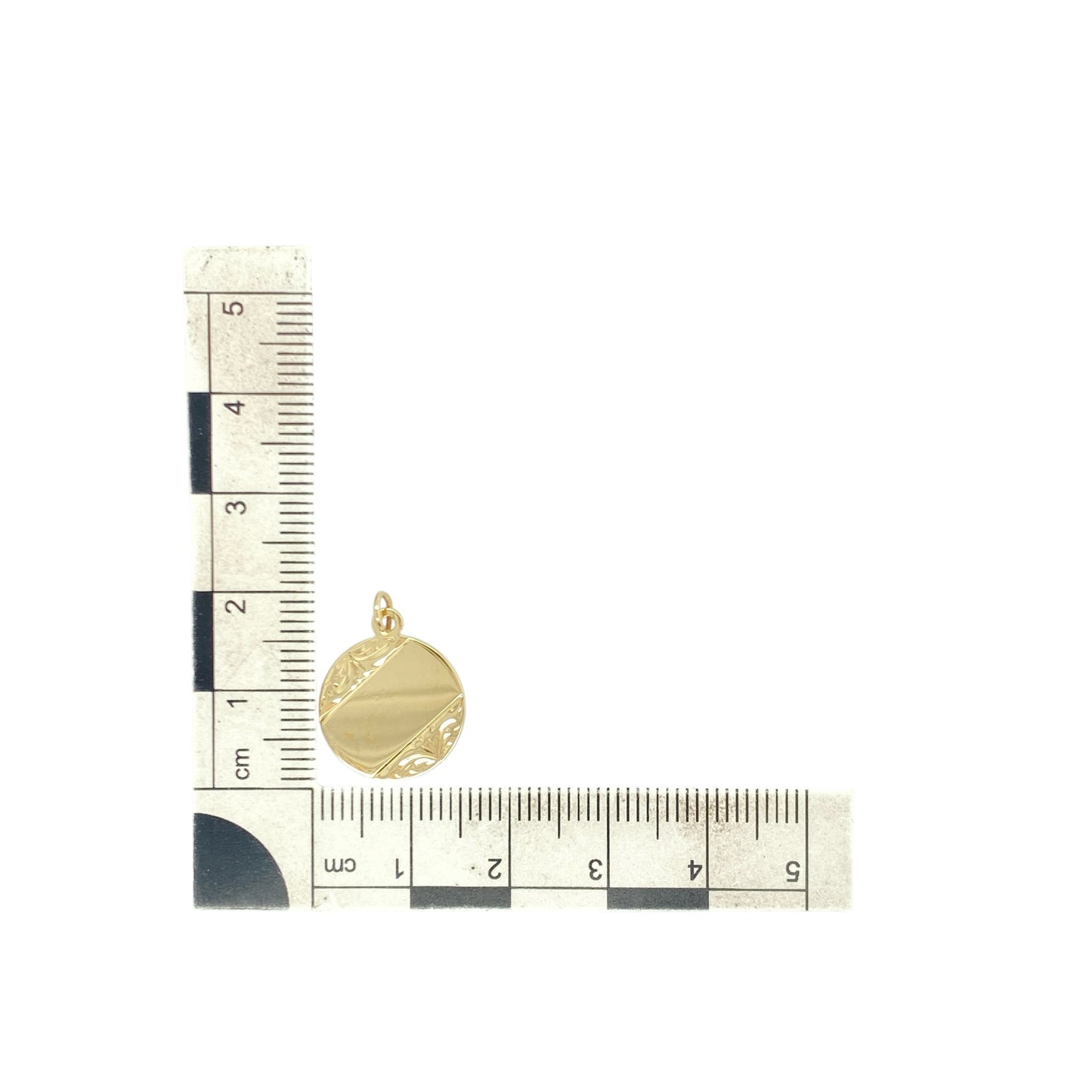 9ct Gold Patterned Round Disc Pendant