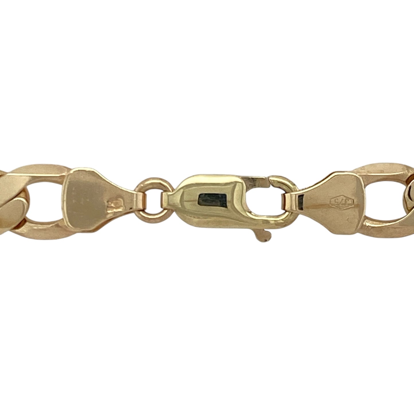 Bring bold sophistication and striking presence to your collection with this pre-owned 9ct yellow gold 20" curb chain—a statement piece that embodies luxury and timeless style.

Design: The chain features substantial 8mm wide curb links, offering a bold and polished look that reflects light beautifully and exudes confidence.
Material: Made from 9-carat yellow gold, the rich tone and high-gloss finish enhance the chain’s classic design and luxurious appeal.