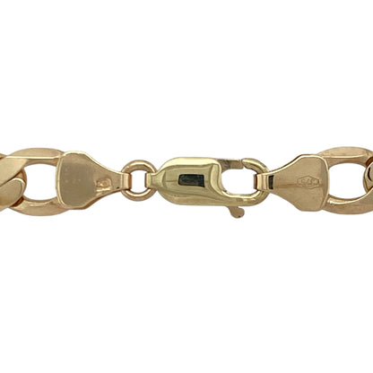 Bring bold sophistication and striking presence to your collection with this pre-owned 9ct yellow gold 20" curb chain—a statement piece that embodies luxury and timeless style.

Design: The chain features substantial 8mm wide curb links, offering a bold and polished look that reflects light beautifully and exudes confidence.
Material: Made from 9-carat yellow gold, the rich tone and high-gloss finish enhance the chain’s classic design and luxurious appeal.