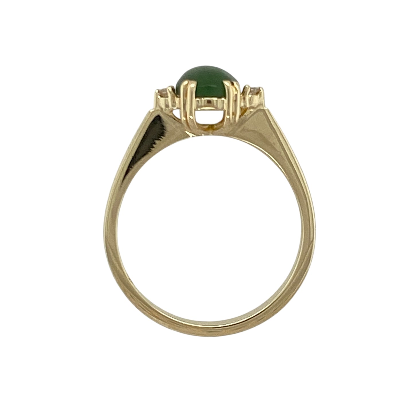 14ct Gold Diamond & Jade Set Ring
