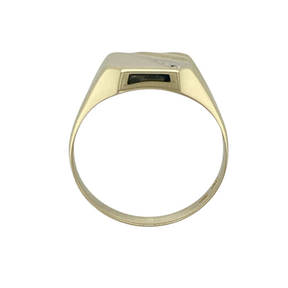 9ct Gold & Diamond Set Rectangle Signet Ring