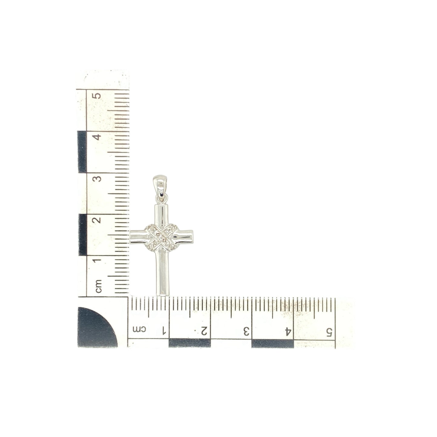 9ct White Gold & Diamond Set Cross Pendant