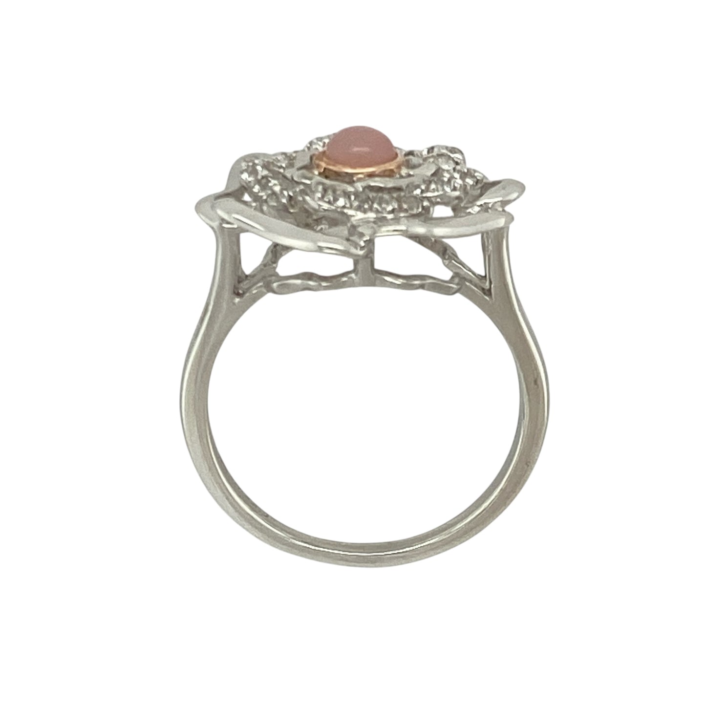 925 Silver White Topaz & Pink Stone Clogau Flower Ring