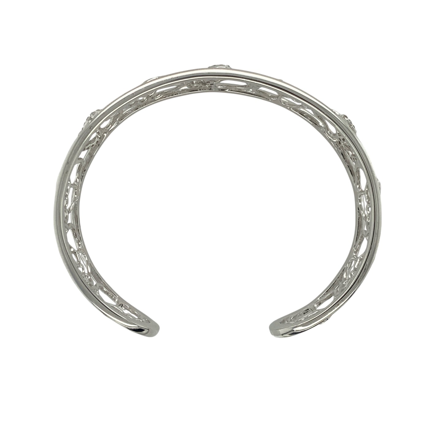 925 Silver & White Topaz Set Rose Flower Clogau Bangle