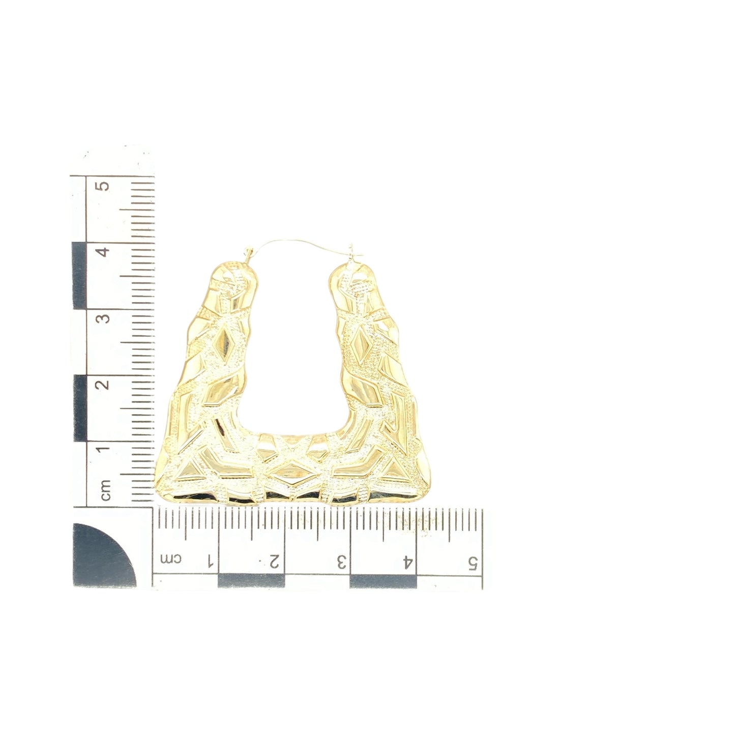 9ct Gold Large Patterned Handbag Creole Earrings