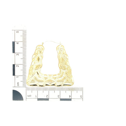 9ct Gold Large Patterned Handbag Creole Earrings