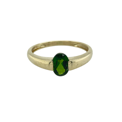 9ct Gold Oval Set Chrome Diopside Stone Ring