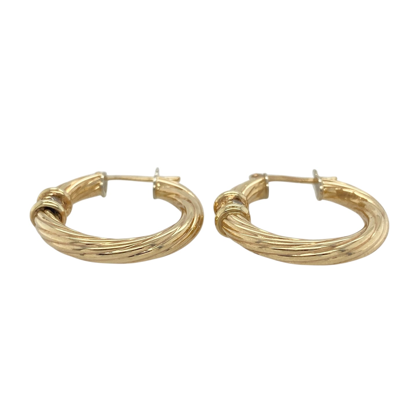 Add sparkle and sophistication to your collection with these pre-owned 9ct yellow gold and cubic zirconia twisted hoop creole earrings, combining timeless elegance with a modern touch—perfect for both everyday wear and special occasions.

Design: Each earring features a stylish twisted hoop design adorned with sparkling cubic zirconia stones, adding brilliance and texture from every angle.
 