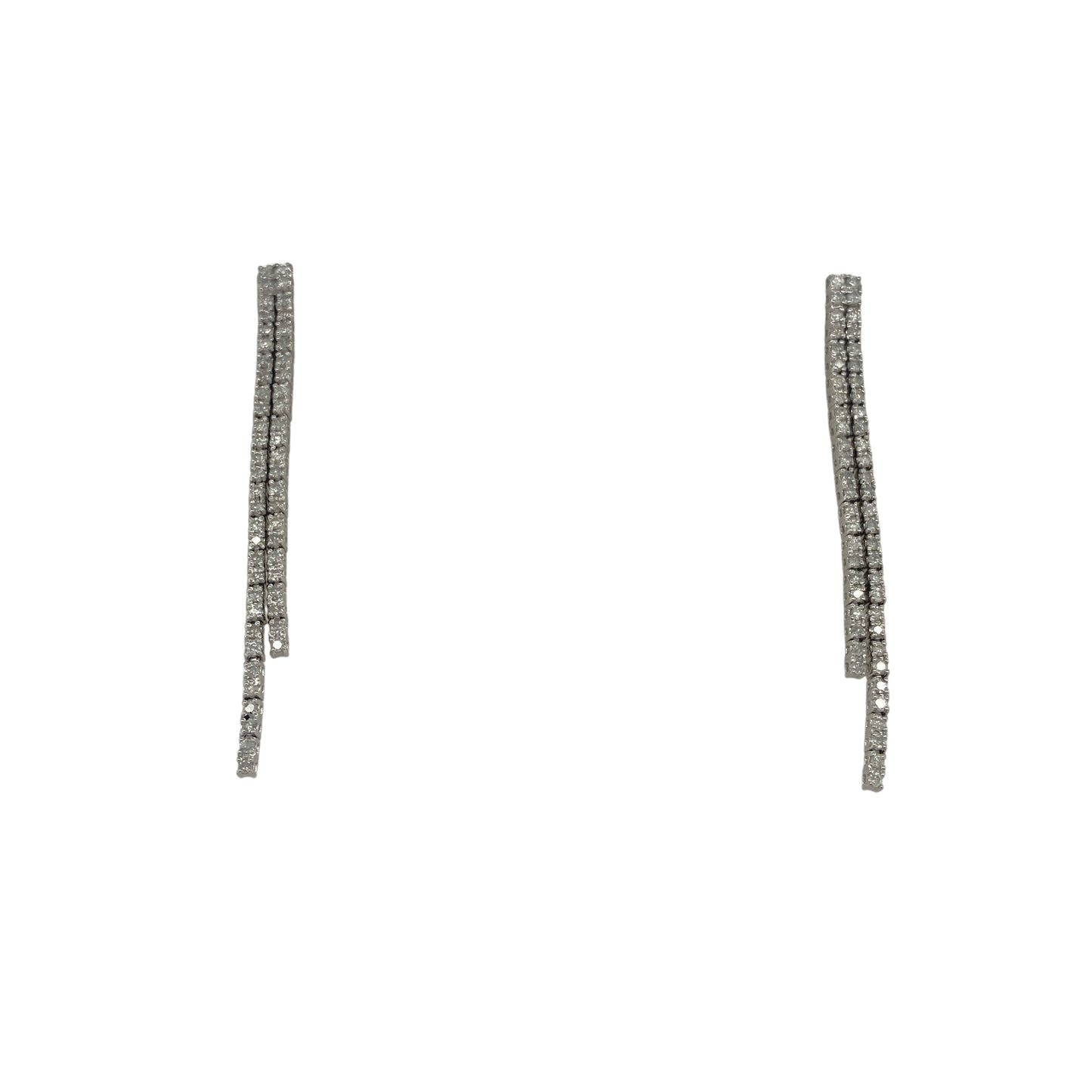 18ct White Gold Diamond Set Double Strand Drop Earrings