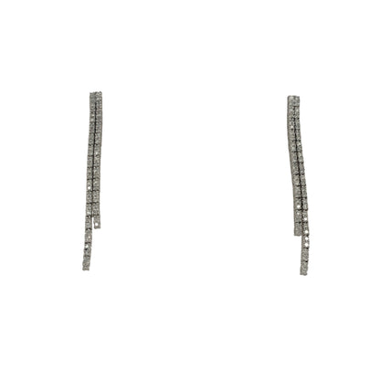 18ct White Gold Diamond Set Double Strand Drop Earrings