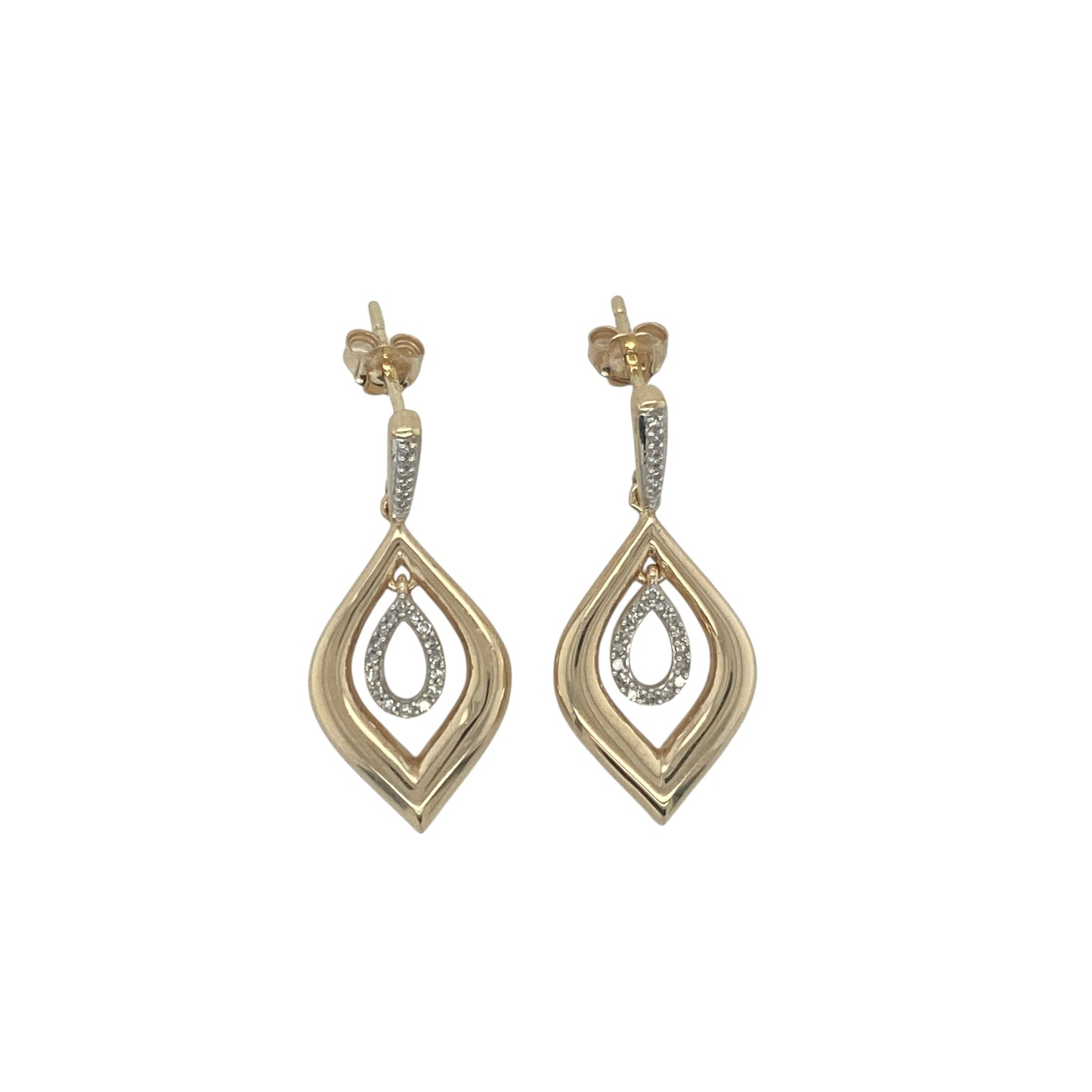 9ct Gold Diamond Set Drop Earrings