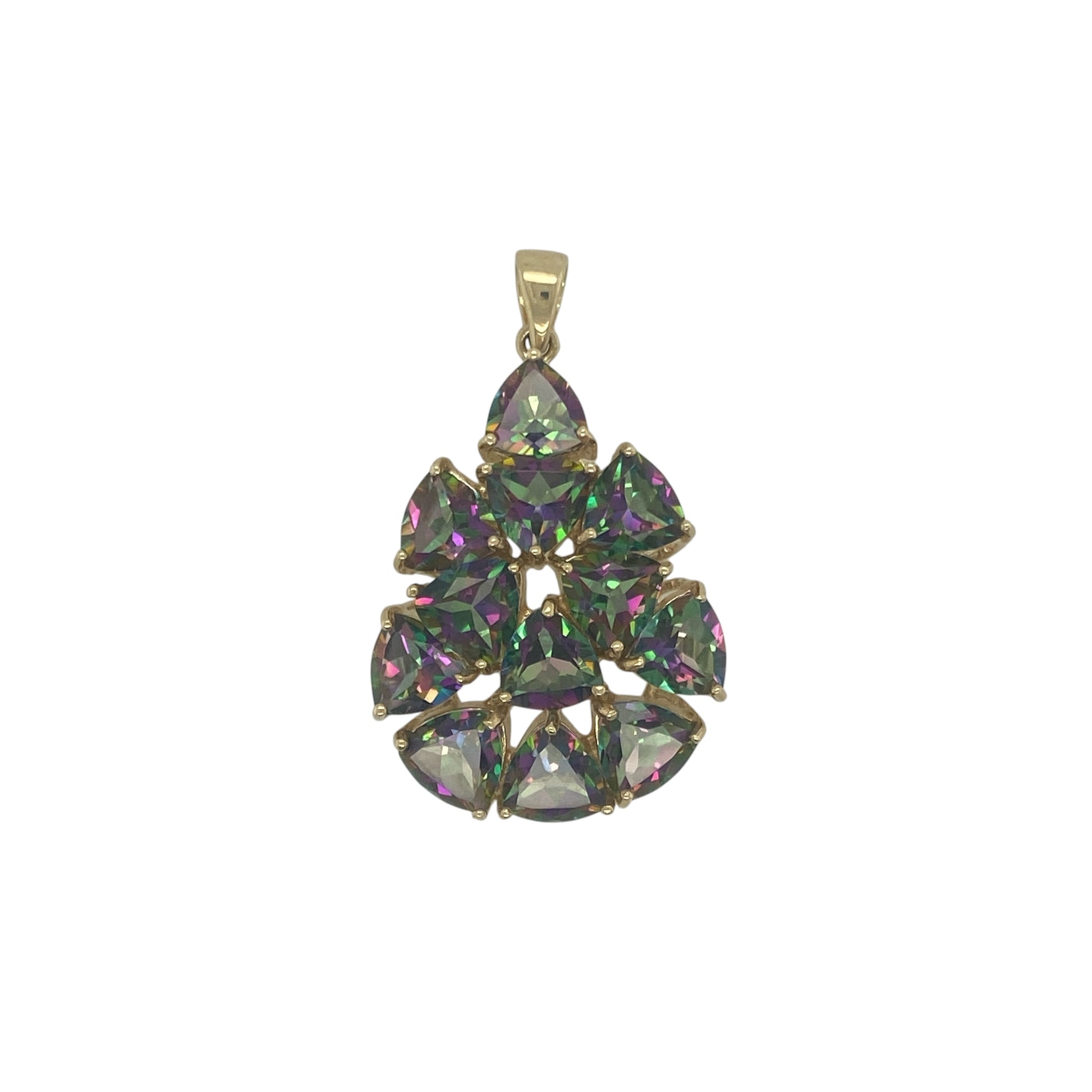 9ct Gold Mystic Topaz Stone Set Cluster Pendant