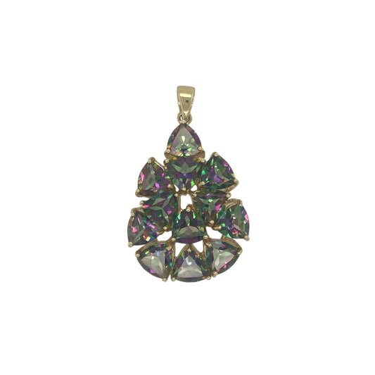 9ct Gold Mystic Topaz Stone Set Cluster Pendant