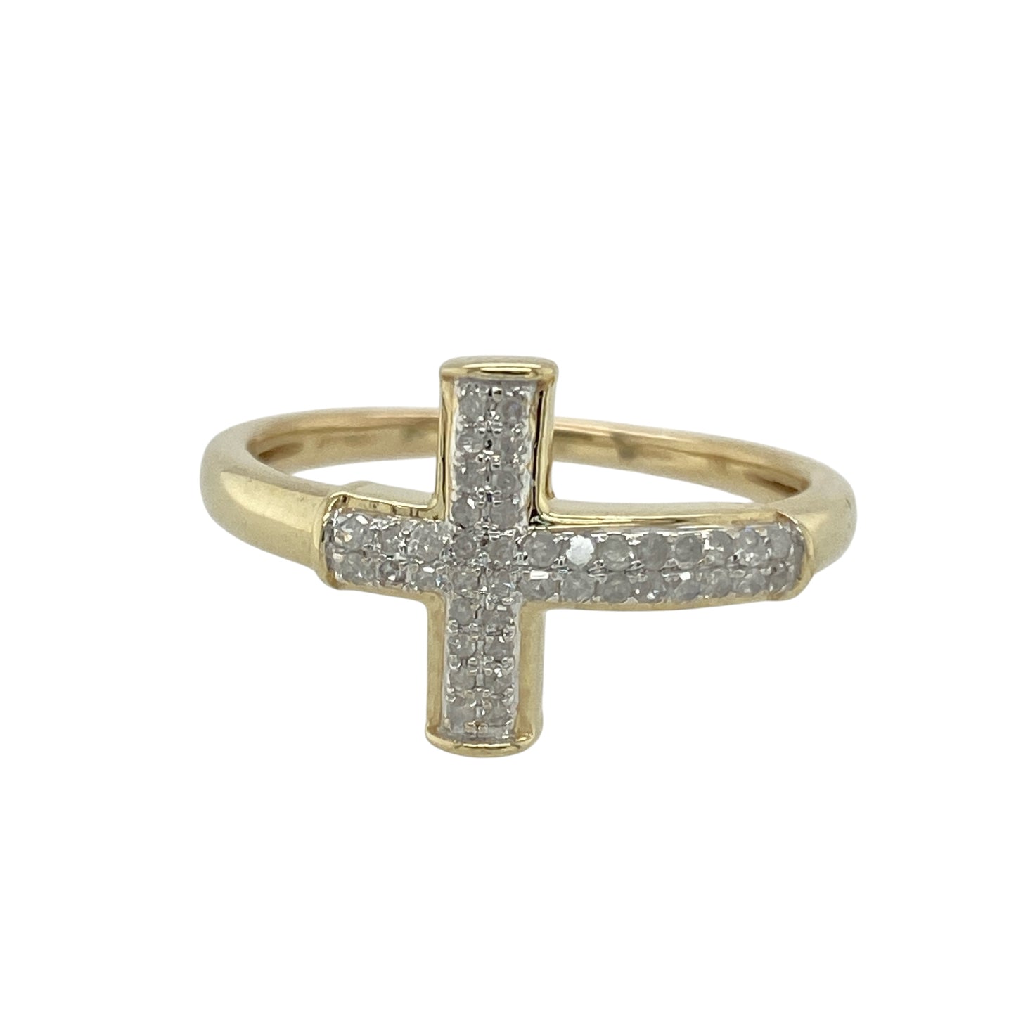 9ct Gold Diamond Set Cross Ring