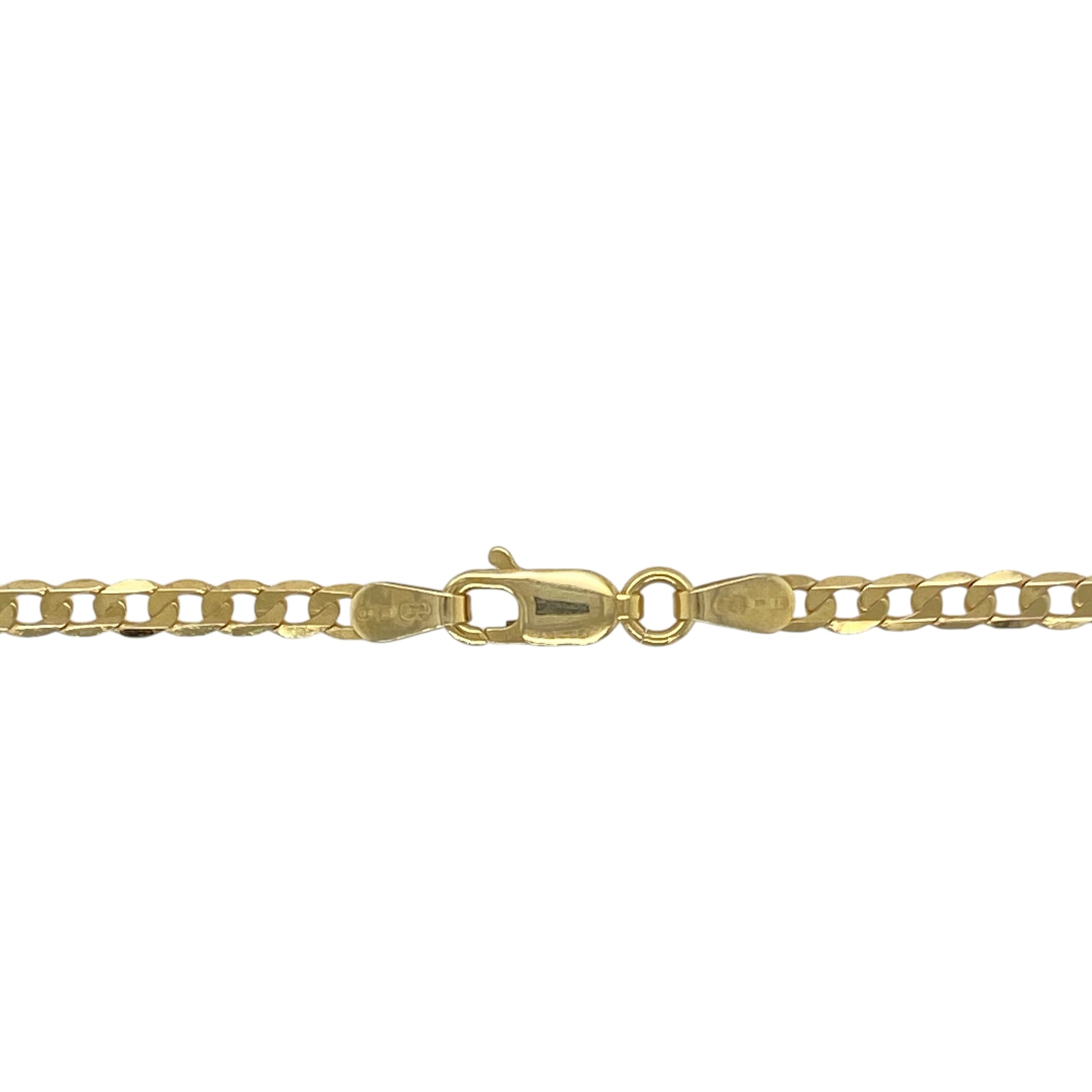 Add timeless elegance and versatile style to your collection with this pre-owned 9ct yellow gold curb chain, featuring a classic design with a substantial, polished finish—perfect for everyday wear or special occasions.

Design: The chain showcases traditional flat curb links measuring 4mm wide, offering a smooth, sleek appearance that reflects light beautifully.
Material: Made from 9-carat yellow gold, the polished finish enhances the chain’s warm golden tone and lasting brilliance.
