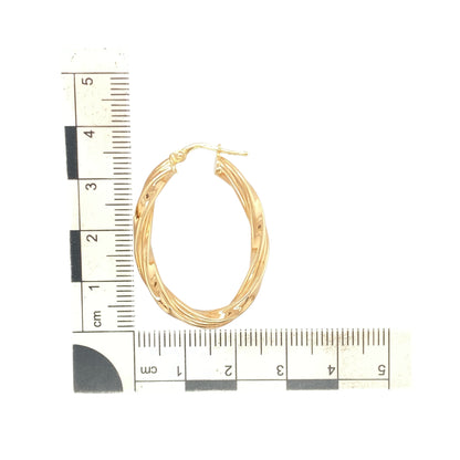 9ct Gold Twisted Oval Creole Earrings