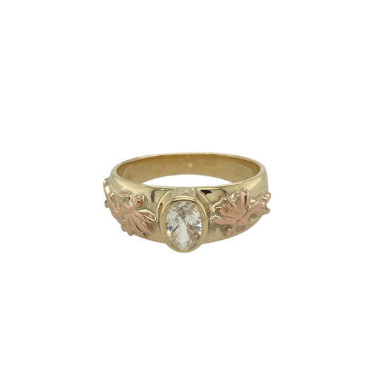 9ct Welsh Gold & White Topaz Ring
