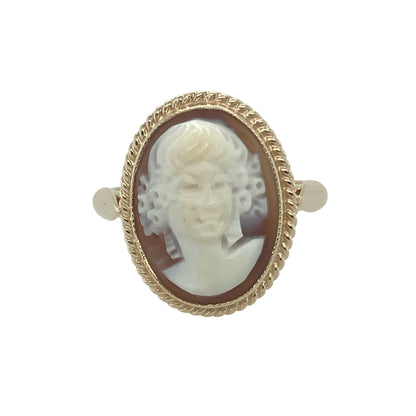 9ct Gold Rope Edge Oval Set Cameo Ring