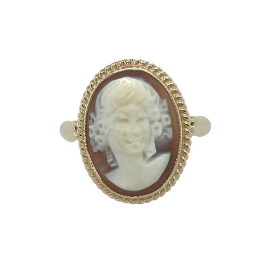 9ct Gold Rope Edge Oval Set Cameo Ring