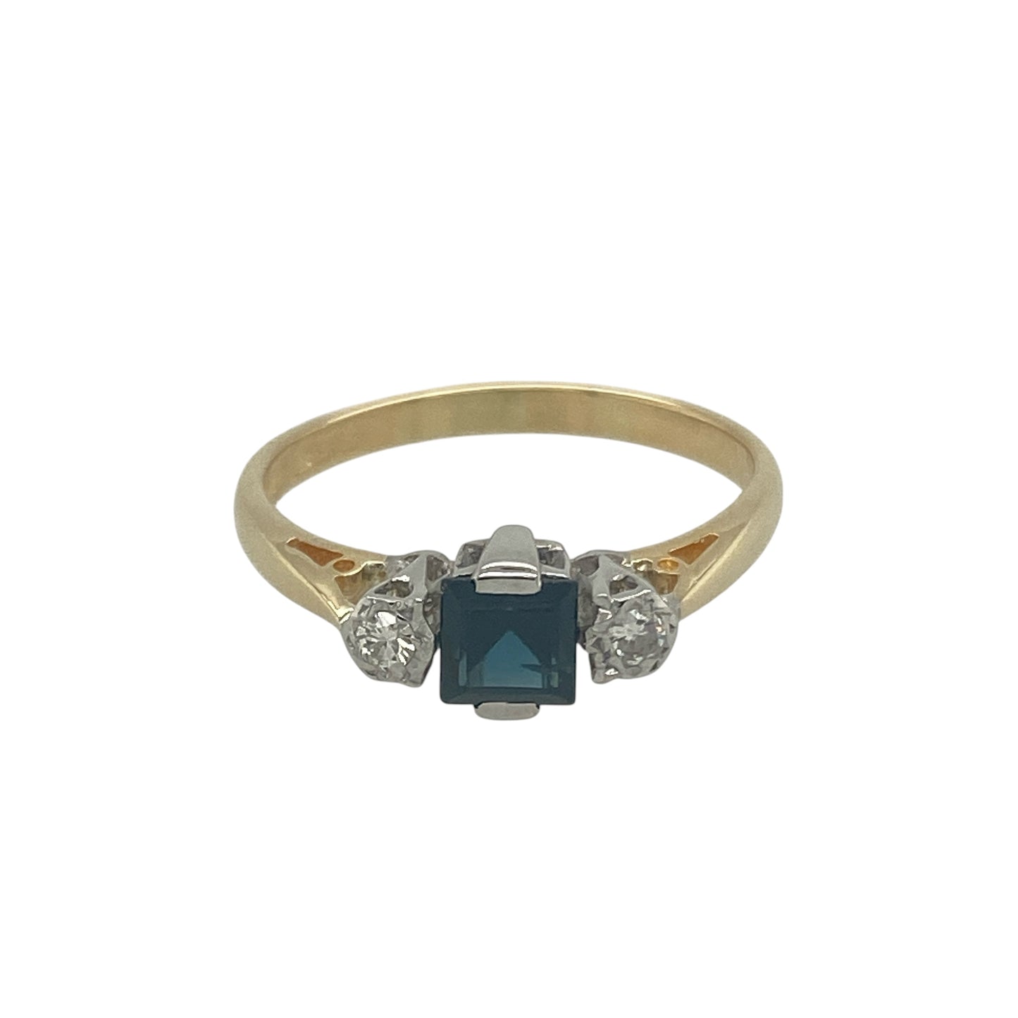 18ct gold Diamond & Sapphire Set Trilogy Ring