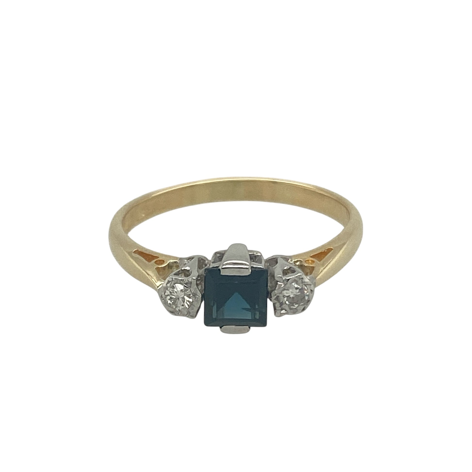 18ct gold Diamond & Sapphire Set Trilogy Ring