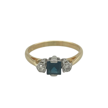 18ct gold Diamond & Sapphire Set Trilogy Ring