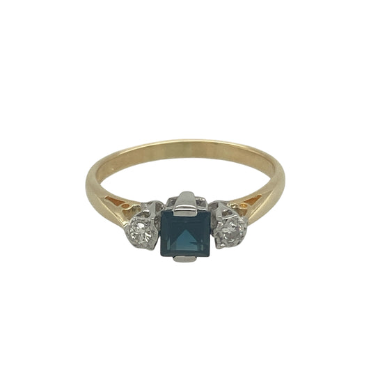 18ct gold Diamond & Sapphire Set Trilogy Ring