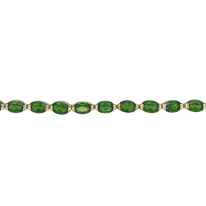 9ct Gold 7.5" Green Stone Set Bracelet