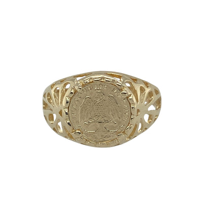 9ct Gold Mexican Style Coin Signet Ring