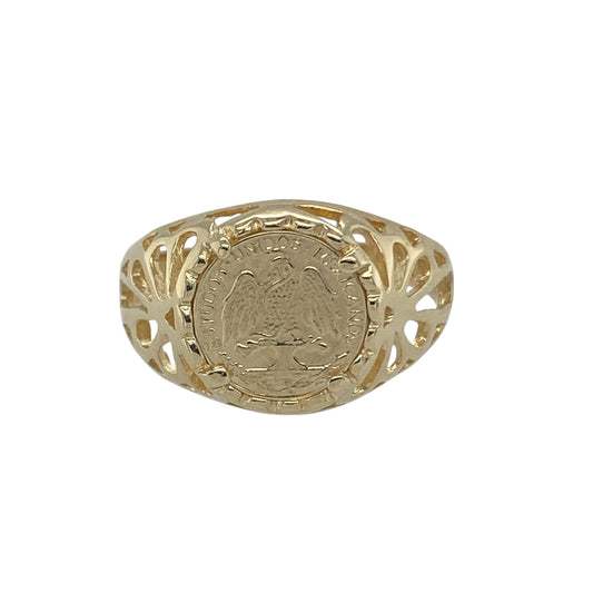 9ct Gold Mexican Style Coin Signet Ring